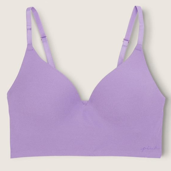 NWOT Vs Pink Loungin Wireless Push up Bra Chalk Voilet Sz XXL - Picture 4 of 7